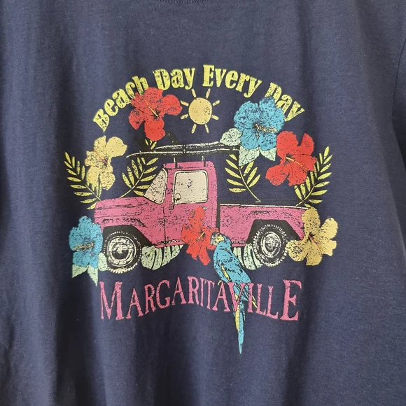 Margaritaville Navy Floral & Pink Trick Graphic Tee - Picture 7 of 8